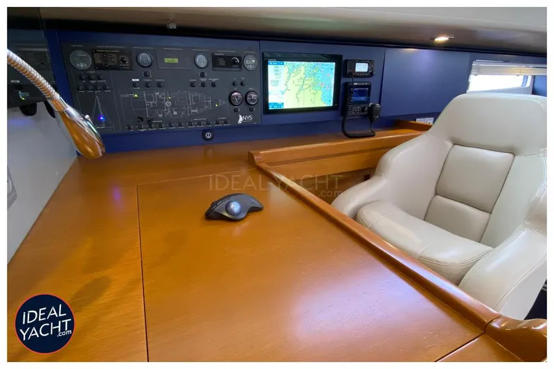 Mary Blue 3 Yacht Photos Pics Navigation station of 2008 Garcia 65ft Aluminium Centerboard yacht with control panel and display.