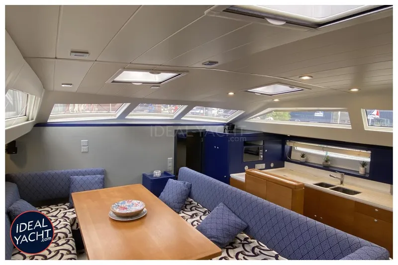 Mary Blue 3 Yacht Photos Pics Interior of 2008 Garcia 65ft Aluminium Centerboard yacht with modern dining and kitchen area.