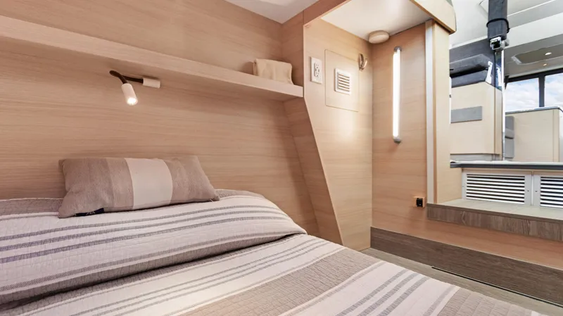 A New Hope Yacht Photos Pics Luxurious cabin interior of 2018 Fountaine Pajot MY 44 yacht with modern design.