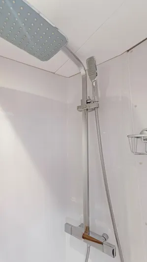 A New Hope Yacht Photos Pics Modern shower in 2018 Fountaine Pajot MY 44 yacht bathroom.