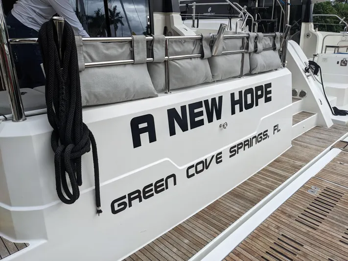 A New Hope Yacht Photos Pics Fountaine Pajot MY 44 yacht, "A New Hope," docked in Green Cove Springs, FL.