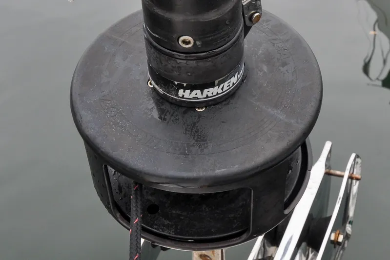 Jezebel Yacht Photos Pics Harken furling system on 2004 Sabre 426 sailboat, close-up view.