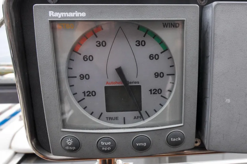 Jezebel Yacht Photos Pics Raymarine ST60 wind gauge on 2004 Sabre 426 yacht dashboard.