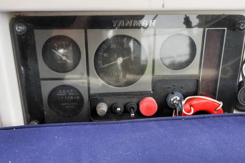 Jezebel Yacht Photos Pics Control panel of a 2004 Sabre 426 with Yanmar engine gauges and switches.