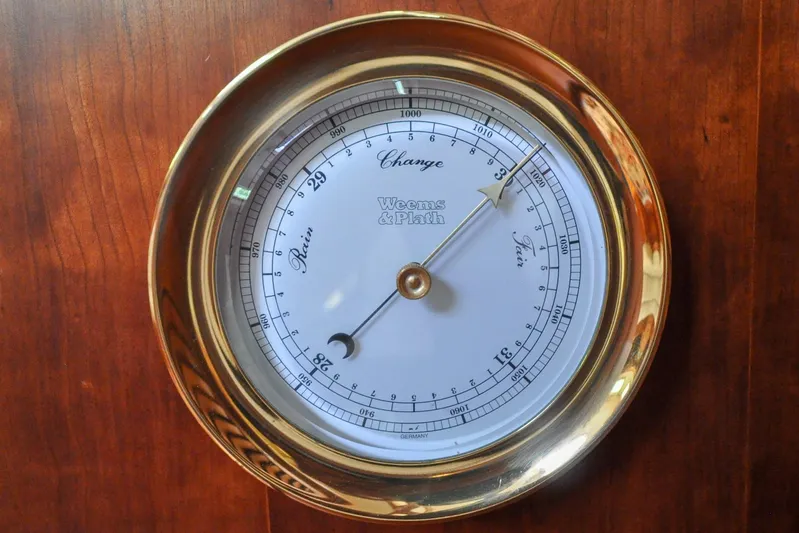 Jezebel Yacht Photos Pics Brass barometer on wooden panel, Weems & Plath, Sabre 426, 2004 model.