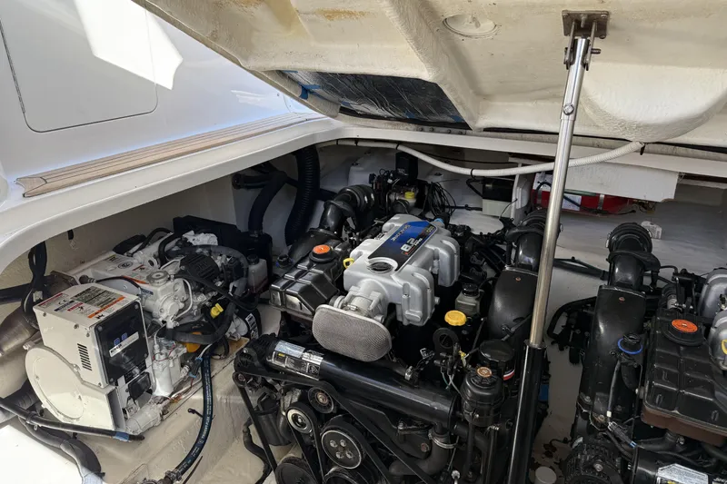  Yacht Photos Pics Engine compartment of a 2011 Sea Ray 370 Sundancer boat.