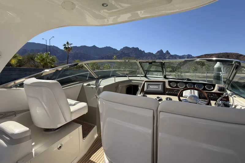  Yacht Photos Pics 2011 Sea Ray 370 Sundancer yacht interior with scenic mountain view.