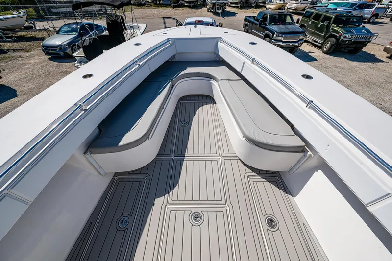  Yacht Photos Pics 2015 SeaHunter 37 Tournament boat with spacious deck and seating area.