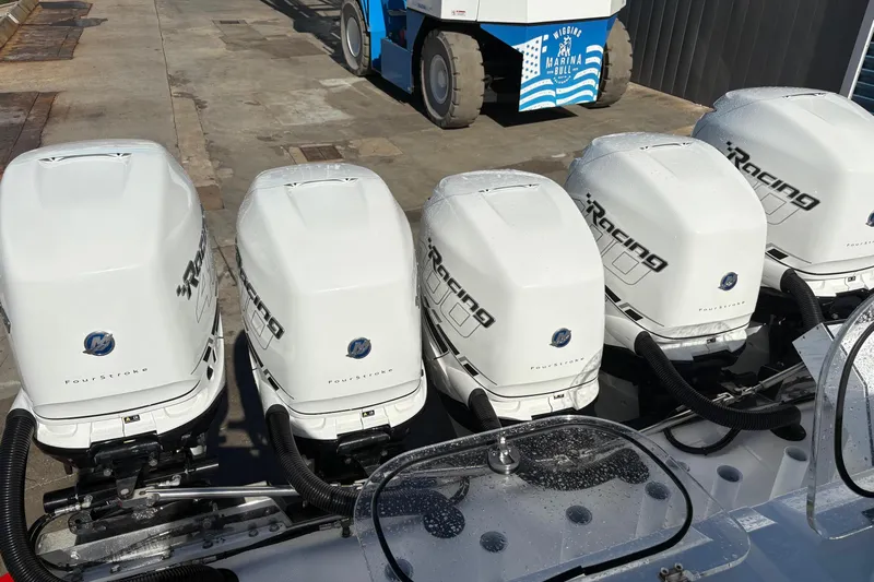  Yacht Photos Pics Five powerful outboard engines on a 2022 Nor-Tech 452 Super Fish boat.