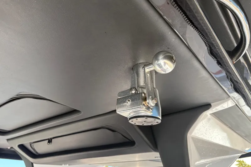  Yacht Photos Pics Close-up of a 2022 Nor-Tech 452 Super Fish boat's metal fixture.