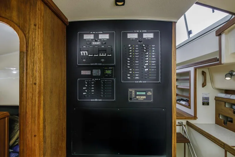 Seeker Yacht Photos Pics Electrical control panel inside 2007 Island Packet SP Cruiser yacht.