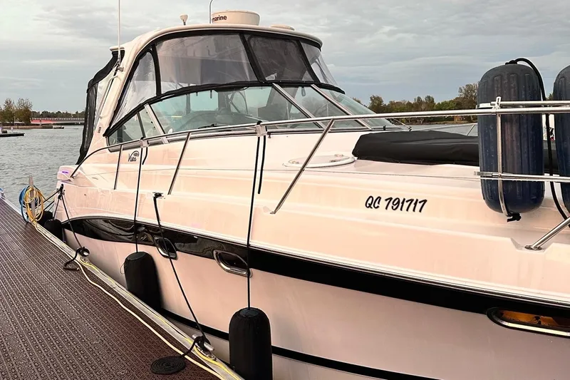  Yacht Photos Pics 2007 Four Winns 378 Vista yacht docked by the water.