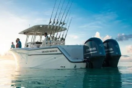  Yacht Photos Pics Manufacturer Provided Image: 2016 Grady-White Canyon 336 boat with Yamaha engines on calm water.