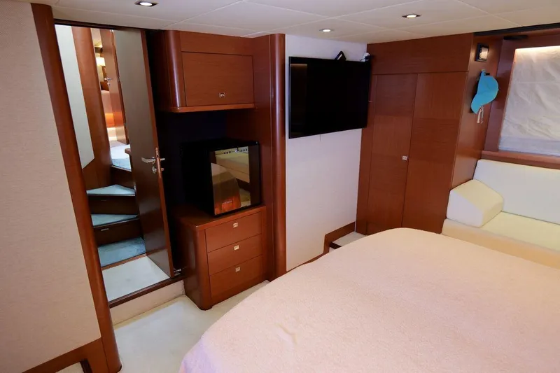 Grace Yacht Photos Pics Luxurious cabin interior of 2013 Prestige 620 yacht with modern amenities.