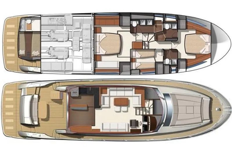 Grace Yacht Photos Pics Floor plan of a 2013 Prestige 620 yacht, showcasing interior layout and design.