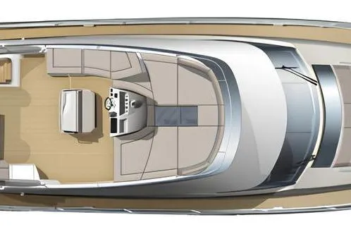 Grace Yacht Photos Pics Top view of 2013 Prestige 620 yacht layout, showcasing spacious deck and seating area.