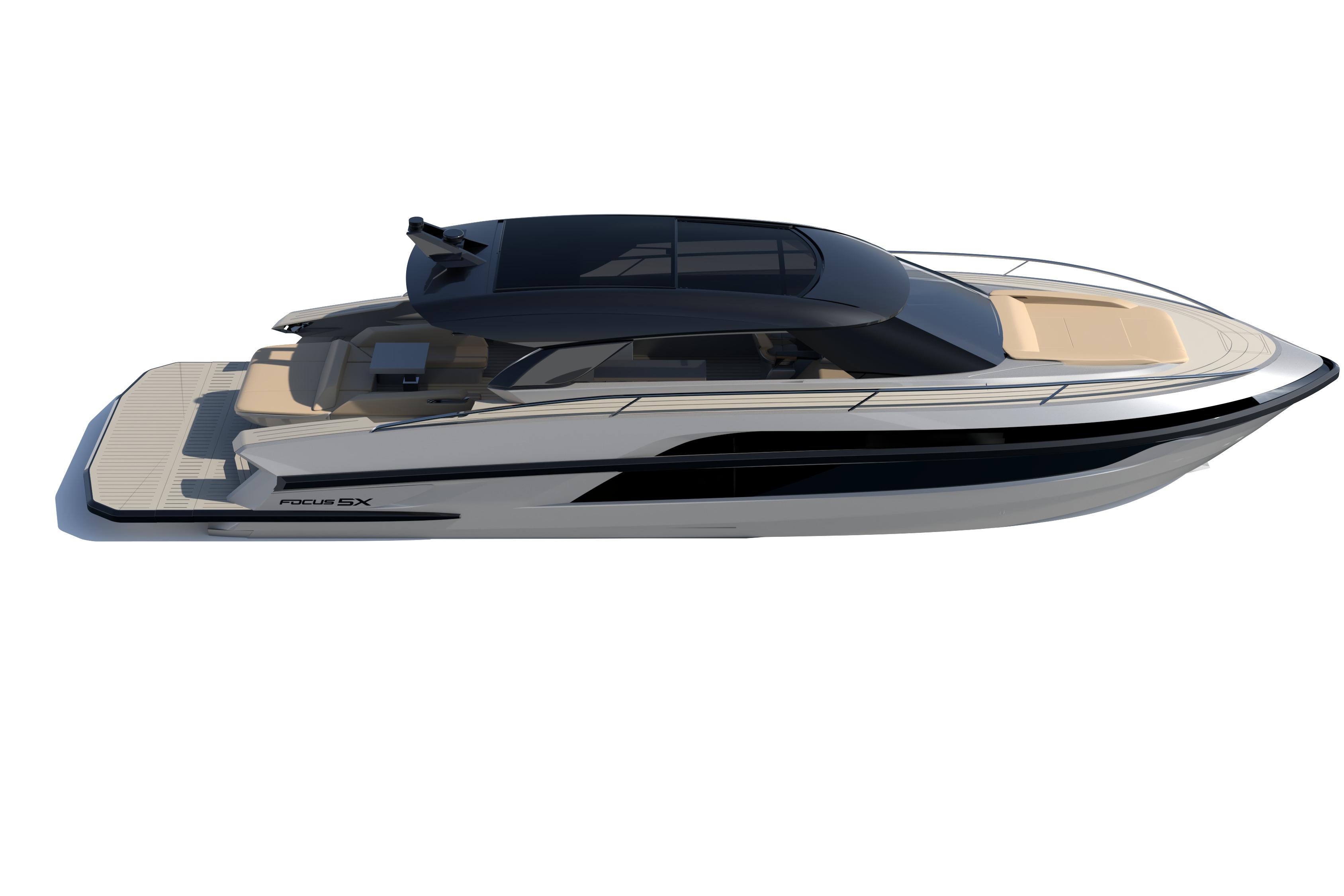 2027 Focus 5X luxury yacht with sleek design and modern features.
