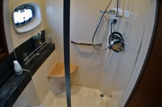  Yacht Photos Pics Luxurious shower area in 2012 Sea Ray 540 Sundancer yacht bathroom.