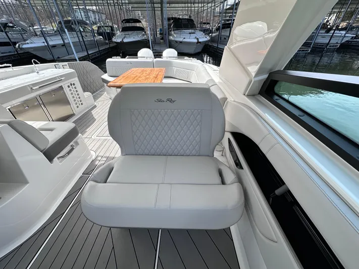  Yacht Photos Pics 2023 Sea Ray SLX 400 OB interior with luxurious seating and modern design.