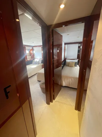 Sarah Sea Yacht Photos Pics Luxurious interior of 2004 Kaiserwerft Baron 102 yacht with elegant bedrooms.