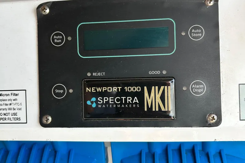 Neverland Yacht Photos Pics Control panel of Newport 1000 Spectra Watermakers MKII on 2018 Fountaine Pajot Catamaran 67.