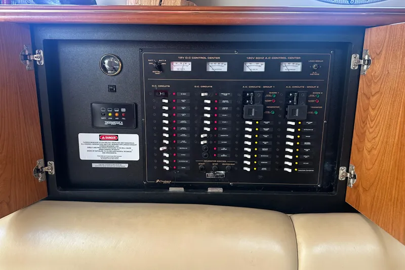 Sandman Yacht Photos Pics Electrical control panel of 2001 Cruisers Yachts 3870 Express boat.