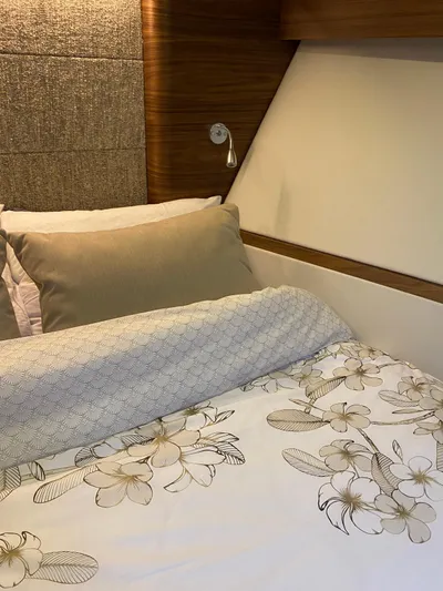  Yacht Photos Pics Luxurious bedroom interior of 2023 Van der Heijden Exclusive Deluxe 1700 yacht.