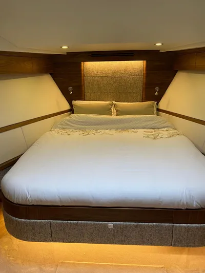  Yacht Photos Pics Luxurious bedroom interior of 2023 Van der Heijden Exclusive Deluxe 1700 yacht.