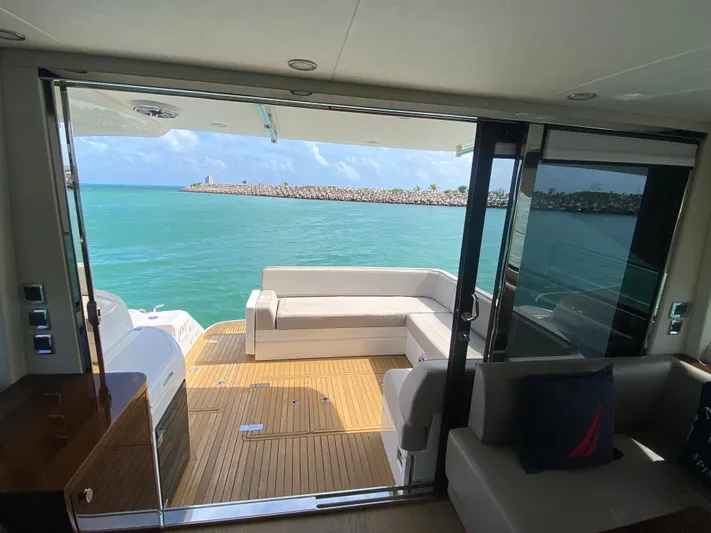 2022 Fairline Targa 50 Gt Yacht Photos Pics Luxurious 2022 Fairline Targa 50 GT yacht interior with ocean view.