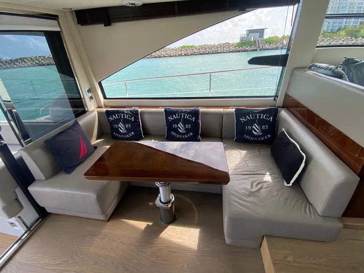 2022 Fairline Targa 50 Gt Yacht Photos Pics Luxurious interior of 2022 Fairline Targa 50 GT yacht with elegant seating and nautical decor.