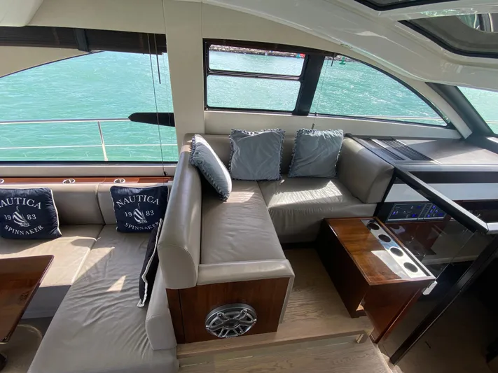 2022 Fairline Targa 50 Gt Yacht Photos Pics Interior of 2022 Fairline Targa 50 GT yacht with elegant seating and nautical decor.