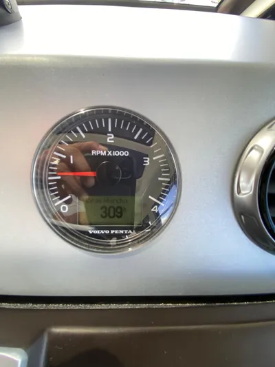2022 Fairline Targa 50 Gt Yacht Photos Pics Close-up of a 2022 Fairline Targa 50 GT tachometer displaying RPM and digital readout.