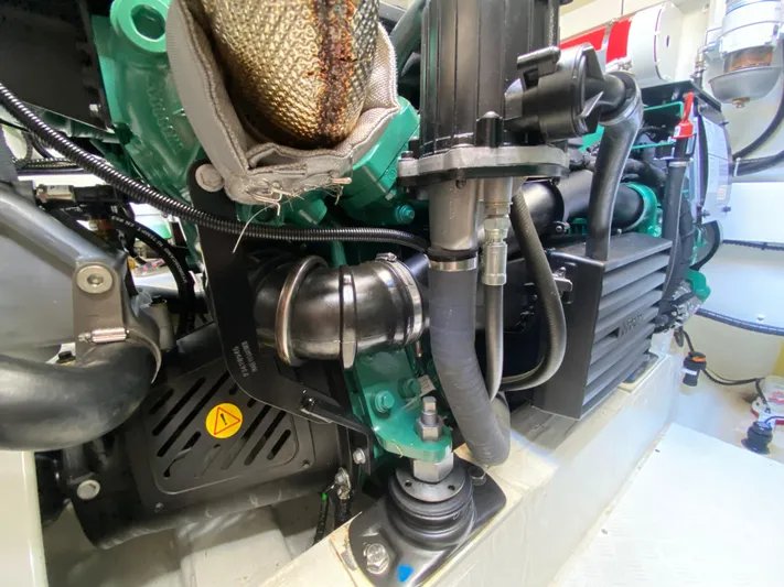 2022 Fairline Targa 50 Gt Yacht Photos Pics Engine room of 2022 Fairline Targa 50 GT yacht, showcasing detailed mechanical components.