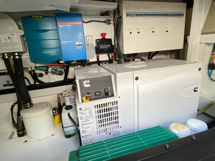 2022 Fairline Targa 50 Gt Yacht Photos Pics Engine room of 2022 Fairline Targa 50 GT with Cummins generator and electrical systems.