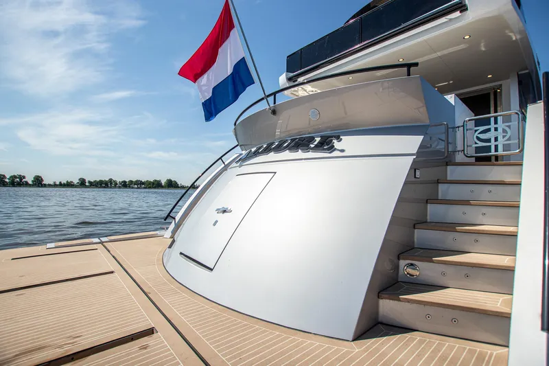  Yacht Photos Pics Luxury yacht Van der Heijden Phantom Expedition 2024 with Dutch flag on deck.