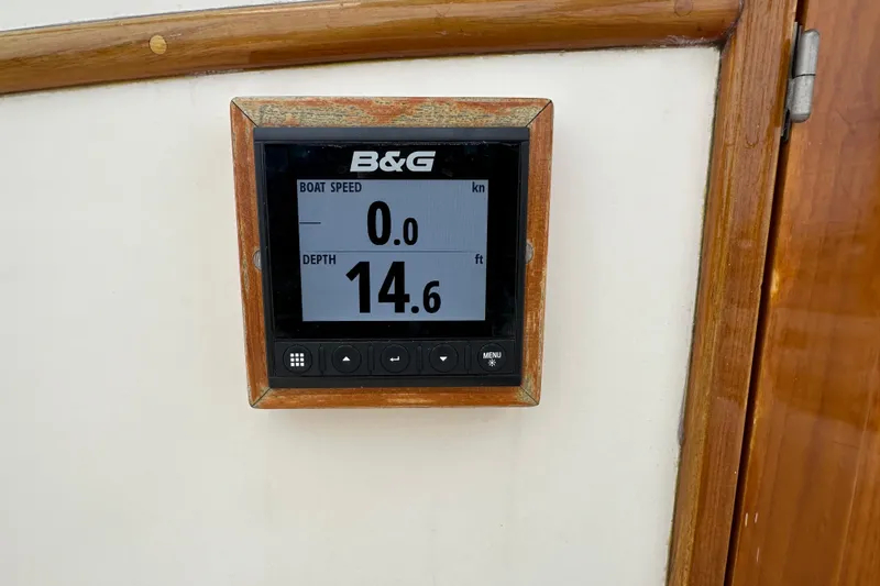 Ibis Yacht Photos Pics B&G marine display showing boat speed and depth on Morris M36, 2006 model.