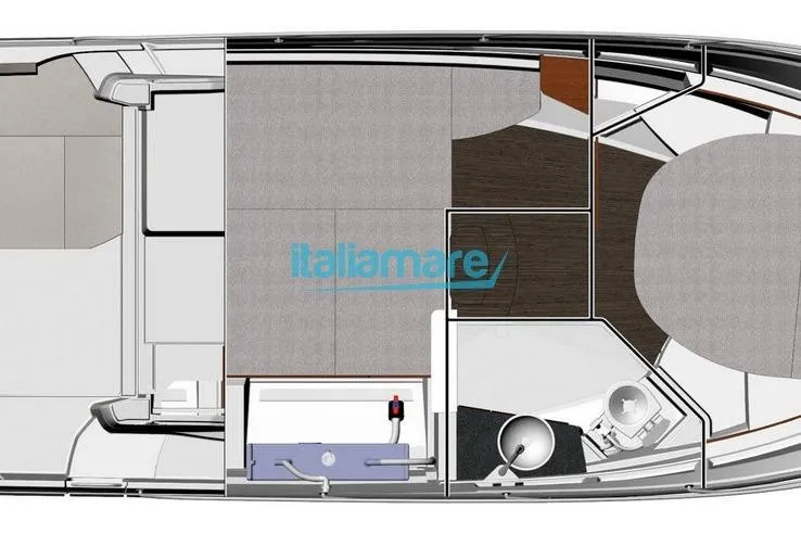 Natasha Yacht Photos Pics Floor plan of 2019 Jeanneau Merry Fisher 895 boat, showcasing interior layout.