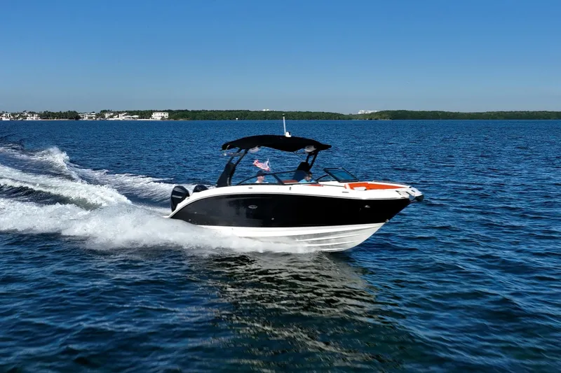 Ceci Yacht Photos Pics 2019 Sea Ray SDX 290 Outboard cruising on open water under clear blue skies.