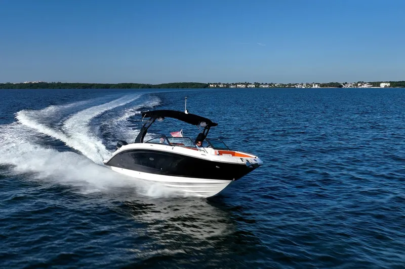 Ceci Yacht Photos Pics 2019 Sea Ray SDX 290 Outboard cruising on open water under clear blue skies.