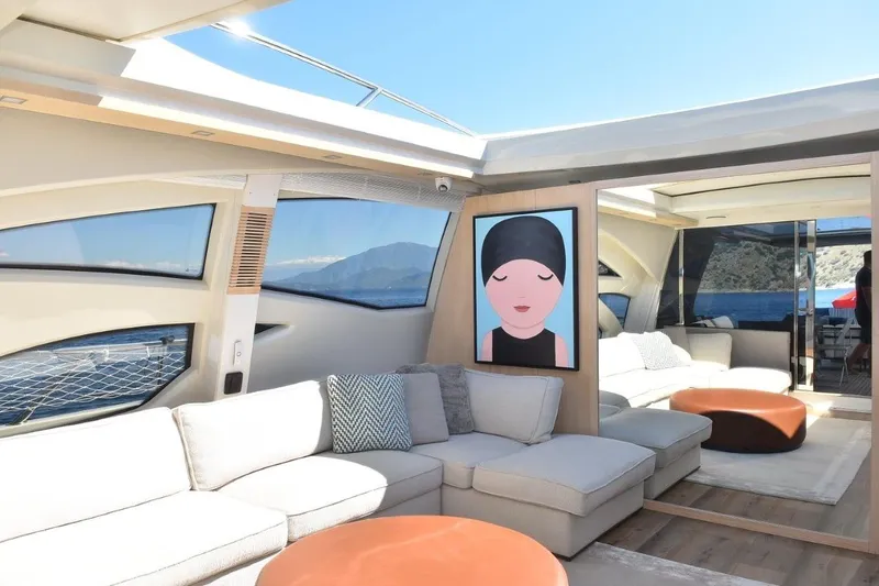  Yacht Photos Pics Luxurious interior of 2007 Azimut 86S yacht with modern decor and scenic ocean view.