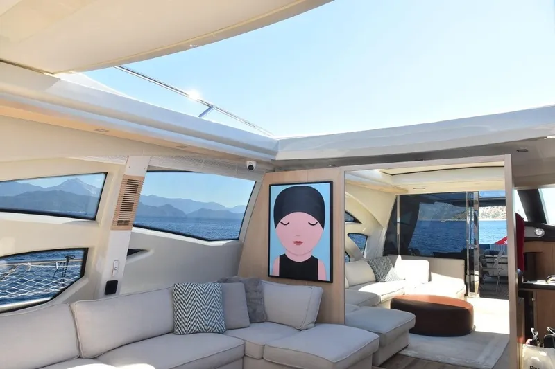  Yacht Photos Pics Luxurious interior of 2007 Azimut 86S yacht with modern decor and scenic ocean view.