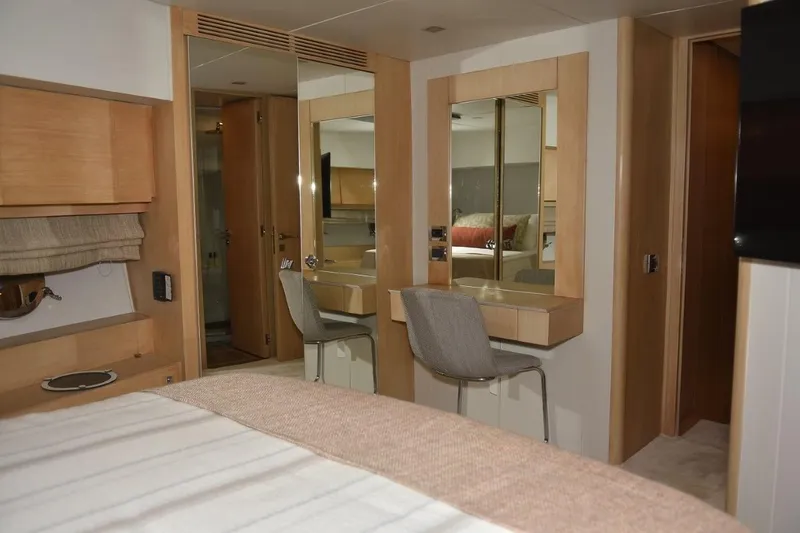  Yacht Photos Pics Luxurious interior of 2007 Azimut 86S yacht featuring elegant wood finishes and modern furnishings.