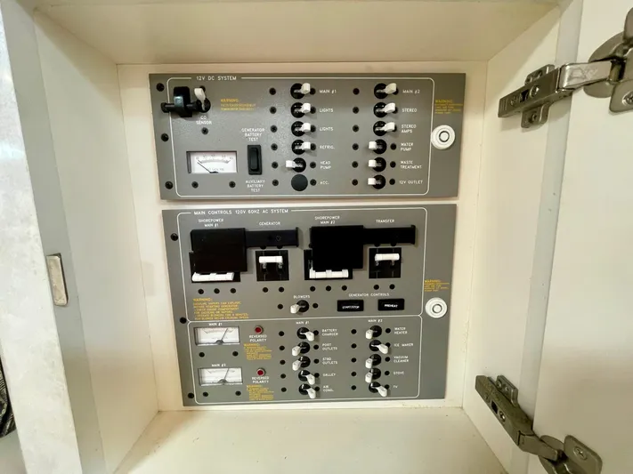 Aloha Spirit Yacht Photos Pics Electrical control panel inside a 2003 Formula 40 PC boat.