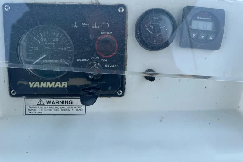  Yacht Photos Pics Control panel of a 2007 Beneteau Oceanis Clipper 373 with Yanmar engine gauges.