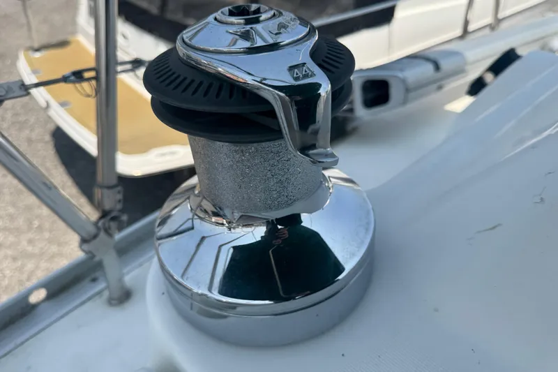  Yacht Photos Pics Close-up of a winch on a 2007 Beneteau Oceanis Clipper 373 sailboat.