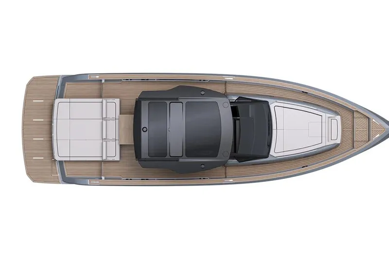  Yacht Photos Pics Top view of 2026 Pardo Yachts P43, showcasing sleek design and spacious deck layout.