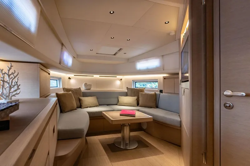  Yacht Photos Pics Luxurious interior of 2026 Pardo Yachts P43, featuring elegant seating and modern design.