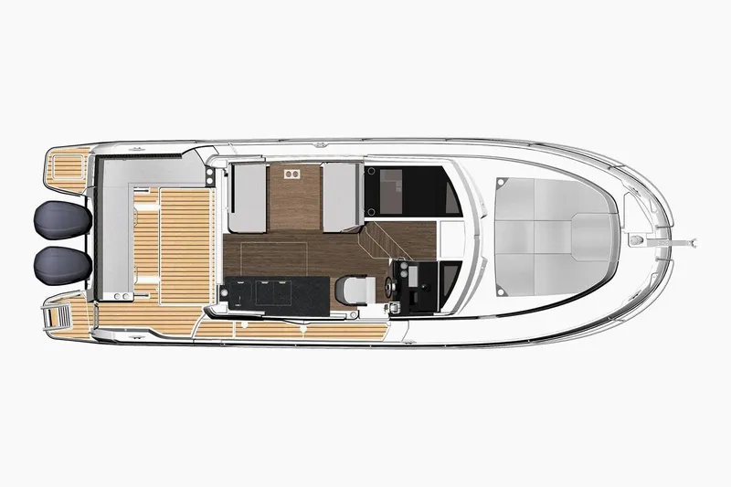  Yacht Photos Pics Manufacturer Provided Image: Top view layout of 2020 Jeanneau NC 1095 boat interior.
