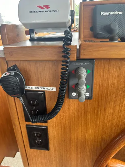 River Miss Yacht Photos Pics Control panel of a 1997 Mainship 350 with communication and navigation equipment.