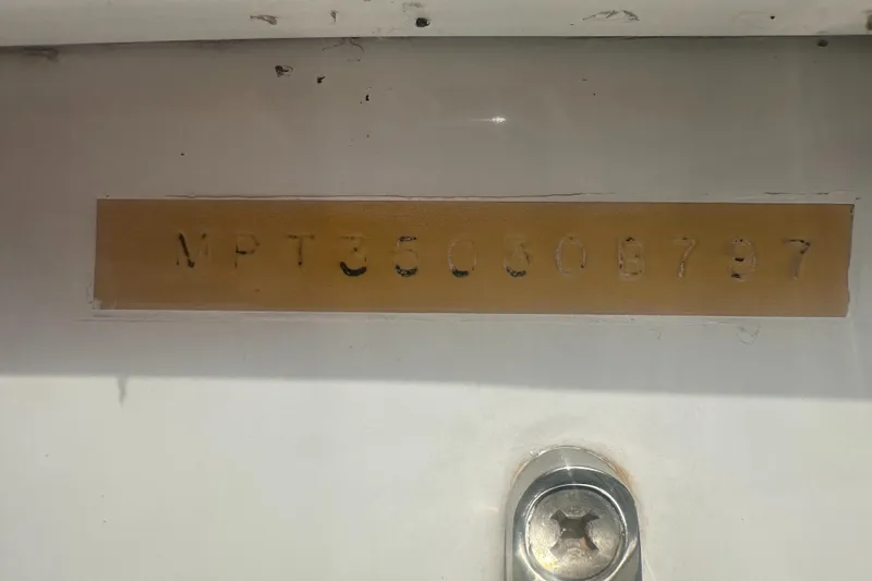 River Miss Yacht Photos Pics Hull identification number on a 1997 Mainship 350 boat.